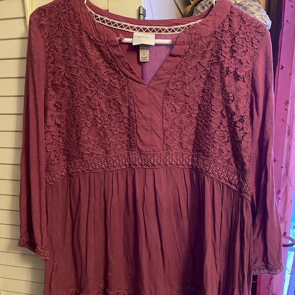 Knox Rose Blush Rose Peasant Top